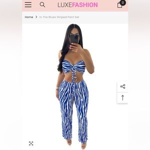 In The Blues Striped Pant Set